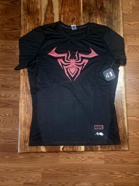 Civil Regime/Spider-man Collab  Men’s Black Compression Athletic Shirt. Size 2XL